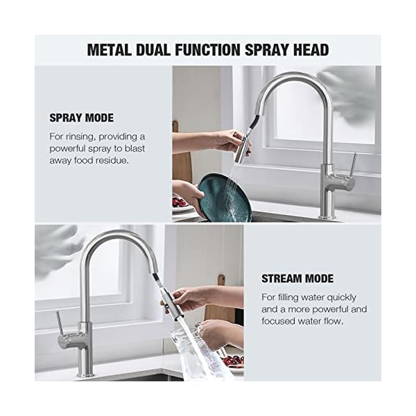 bedee Wasserhahn Küche 360°Drehbar Küchenarmatur mit Brause Ausziehbar Mischbatterie Chrom Einhebelmischer… – Bild 5