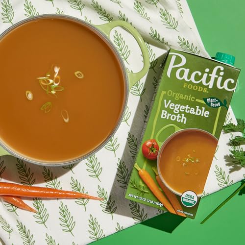 Image of Pacific Foods Organic Vegetable Broth, Plant Based, 32 oz Carton (Case of 12)
