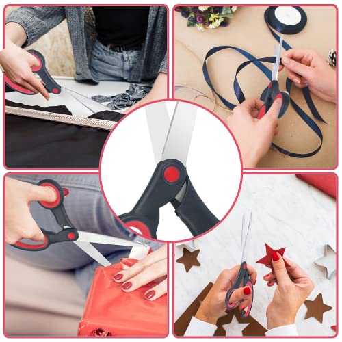 Eleckey Left Handed Scissors For Adults Kids Student All Purpose, 8" Lefty Stainless Steel Scissors For Office Home School Sewing Fabric Craft Supplies, Red/Black (1 Pack) #TOP3