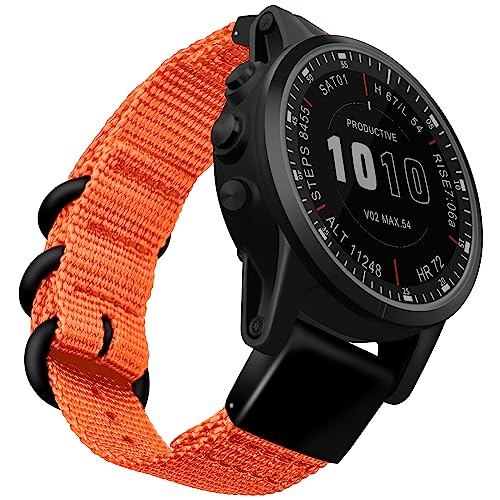 Zeit Diktator Watch Band Compatible With Garmin Fenix tactix 5X 6X 7X 7 Pro/5x Plus 6x Pro/Fenix 3 3hr/Descent Mk2i Mk2 Mk1/D2 Delta Px/Tactix Delta/Enduro 26mm Quickfit Watch Strap-Orange,26mm