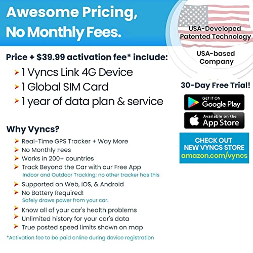 Vyncs - GPS Tracker for Vehicles, [No Monthly Fee], 4G LTE, Vehicle Location, Trip History, Driving Alerts, GeoFence, Fuel Economy, OBD Fault Codes, USA-Developed, Family or Fleets by Vyncs - Image 9