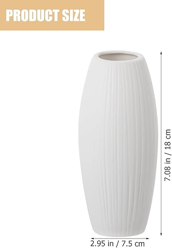 Miniatura 9 de Veemoon Jarrón de cerámica blanca de decoración china, jarrón alto de piso rústico, florero de mesa de cerámica para decoración del hogar, florero