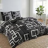 Kuscheli® Bettwäsche 135x200 4-teilig für Paare – 2X Deckenbezug & 2X Kissenbezug 80x80 – Mikrofaser – Öko-Tex Zertifiziert – Grau Kariert