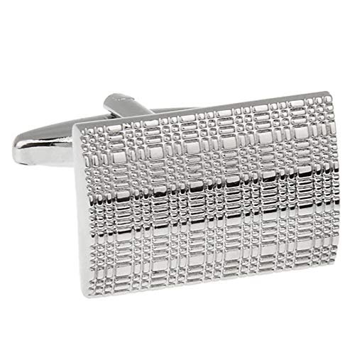 Mancuernillas rectangulares plateadas para hombre miniatura 3