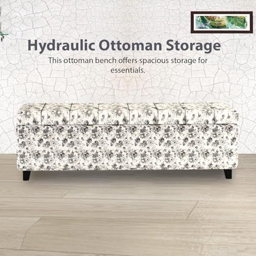 Image of 3 Seater Upholstered Ottoman Bench with Storage for Living Room | End of Bed Storage Seat | Button Tufted Pouffe Storage Settee Couch for Living Room Bedroom Office