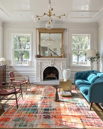 Beeiva Abstract Living Room Carpet 6x9, Modern Washable Non Slip