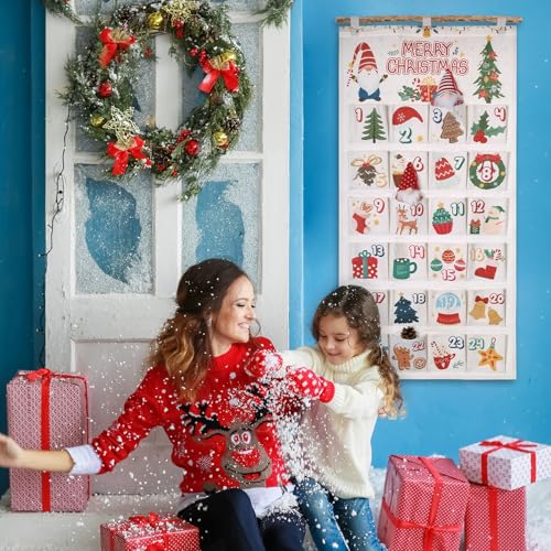 Naler Christmas Hanging Advent Calendar 2026, 24 Pockets, 50X100CM – Image 5