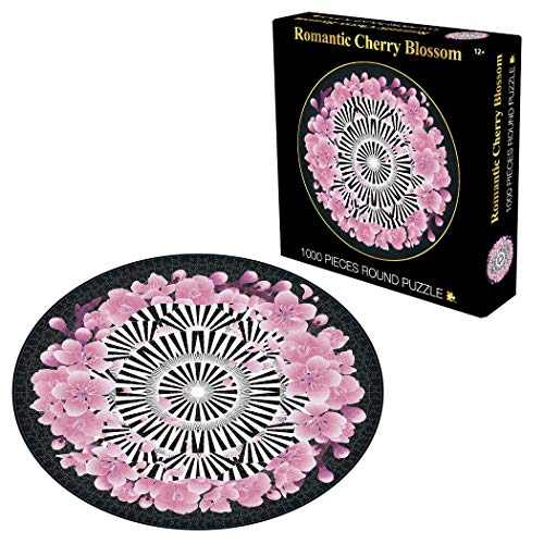 Lavievert 1000 Piece Round Jigsaw Puzzle Game for Adults - Romantic Cherry Blossom