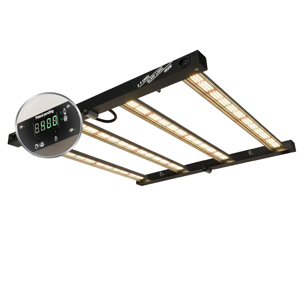 Lucius 400W Grow Light with Master Control Timer Sunrise Sunset, 2.9 μmol/J Growing Lamp with LED Display, Full Spectrum& Dimmable LED Grow Light for Seed Starting, Seedlings, Veg, Bloom