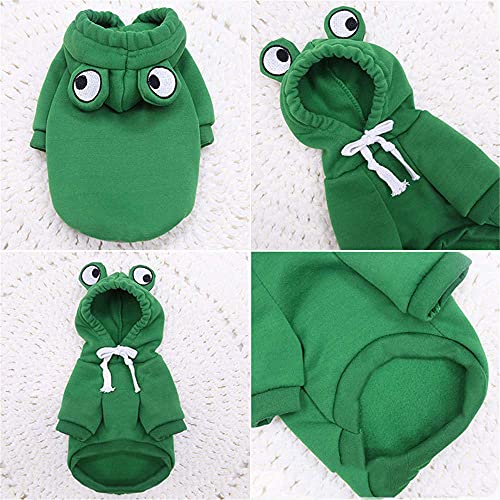 Dog Hoodie- Dog Basic Sweater Coat Cute Frog Shape Warm Jacket Pet Cold Weather Clothes Outfit Outerwear For Small Dogs Cats Puppy Small Animals（L） #TOP1