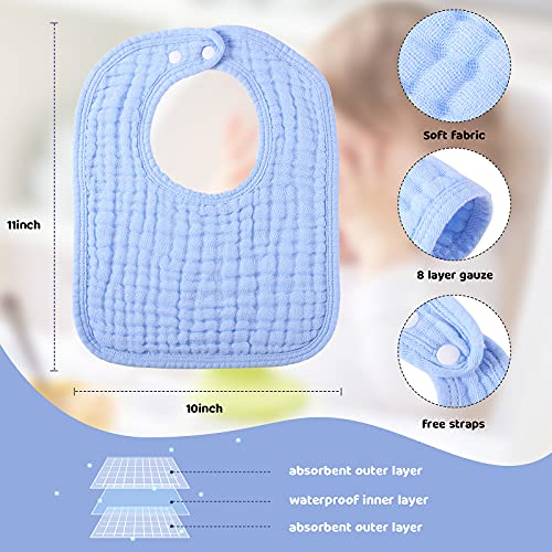 Tatuo 8 Pcs Baby Muslin Bibs & Burp Cloths 6 Absorbent Layer 100% Cotton Unisex Baby Bibs for Drooling and Teething2