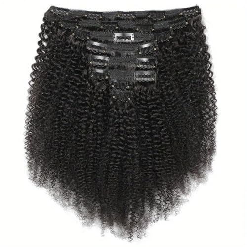 Extensiones de cabello rizado afro natural, pelo humano virgen con clip 10 pulgadas 120g