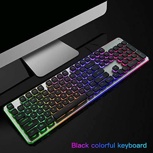 Preisvergleich Produktbild CAPTIANKN Mechanische Gaming-Tastatur, RGB-Regenbogen-Hintergrundbeleuchtung, 104 Tasten, 26 Tasten Ohne Konflikt, Für Windows-PC-Spieler,Schwarz