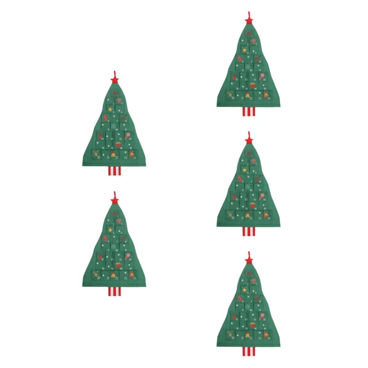 Toyvian 5 Set Calendario Avvento da Appendere Verde con 24 Tasche Numerate