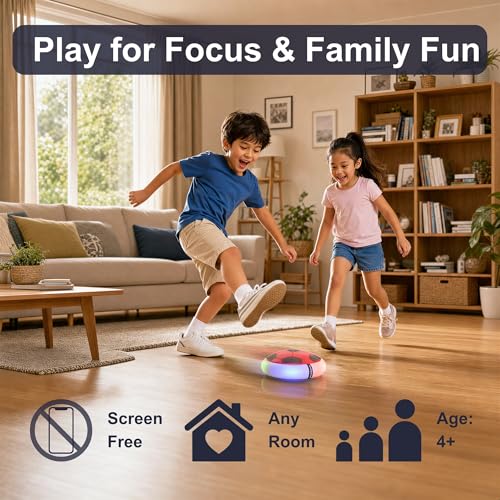 Image of Mirana Air Football Smart Toy for Kids | 3-Mode USB Type-C Rechargeable Hover Ball | Indoor Electric Hoverball with LED Lights | Birthday Gift for Boys & Girls 2 3 4 5 6 7 8 9 10 Years (Red)