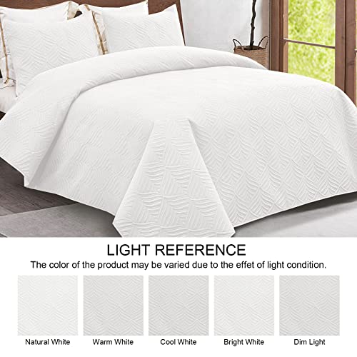 Whale Flotilla Premium Quality Ultra Soft Quilt Set Twin Size For All Season, Pre-Washed Microfiber Coverlet Bedspreads, Lightweight And Breathable, White #TOP4