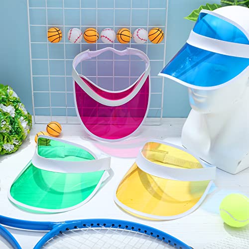 16 Pcs Unisex Sun Visors Plastic Clear Colorful Pvc Poker Visor Transparent Sun Visor Hat For Sports Football Golf Summer Beach Uv Protection Cap Candy Color Party Accessories Bulk #TOP3