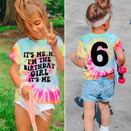 Image of GLIGLITTR Its Me Hi Im The Birthday Girl Shirt Kids Letter Print Birthday Party T-Shirt Outfit for Girls Gift Top 5-10 Years