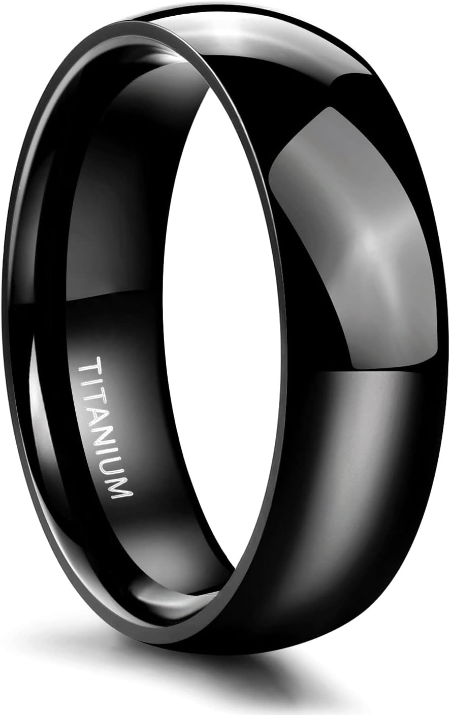 TIGRADE Black Titanium Ring 2mm 4mm 6mm 8mm Dome High Polished Wedding Band Size 3-14.5 - Image 2