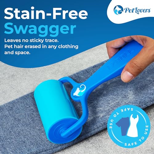PetLovers EzRoll Wiederverwendbare Fusselrolle - Lebenslang haftend & Mehrzweck-Tierhaar-, Staub- & Fusselentferner für Kleidung, Polster & Autos - nachhaltig, waschbar & effizient
