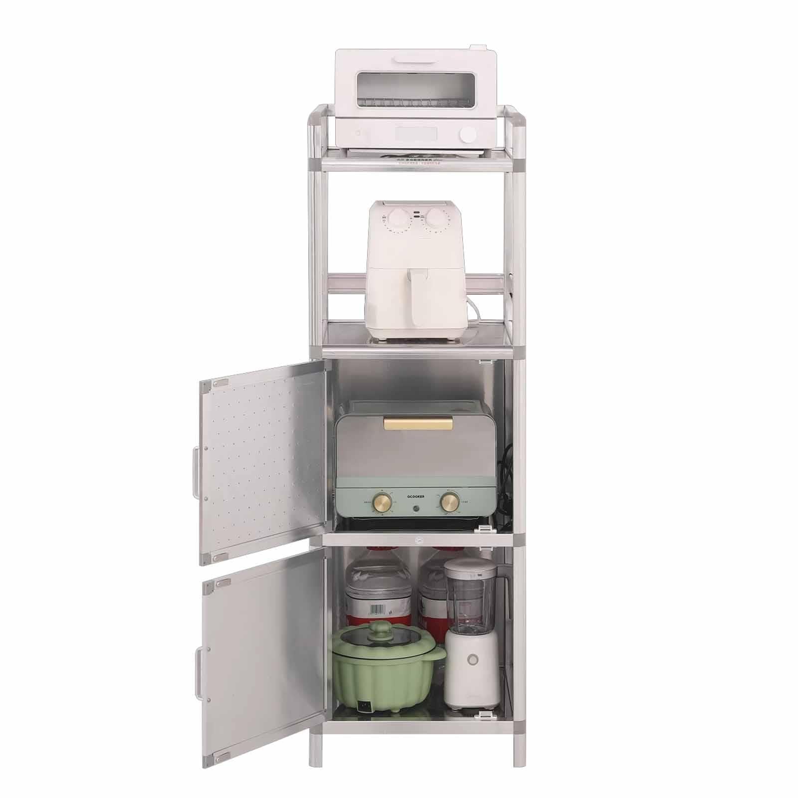 Armadio da Cucina in Acciaio Inox Ispessito con Ripiano Superiore Rialzato