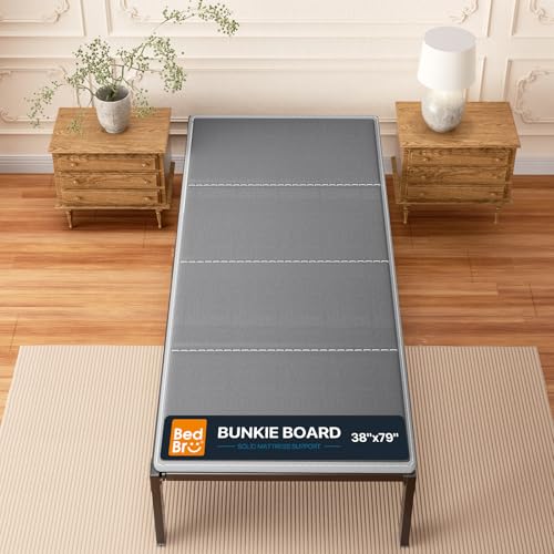 BedBro Twin XL Bunkie Board 10mm (38 x 79) Grey Under Mattress Support Anti-Sag & Noise-Free Breathable Low Profile Bed Board for Metal Frame Slatted Beds&Platform