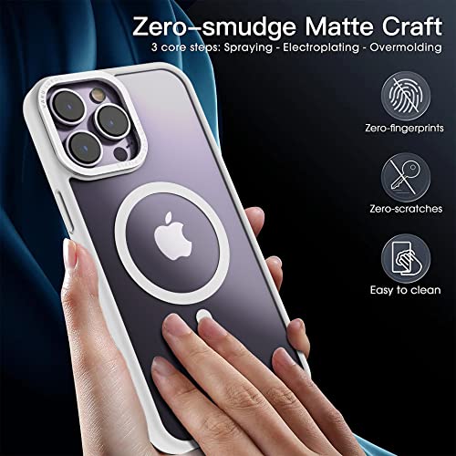 Image of eller sante Clear Armor MagPro for iPhone 14 Pro Case Cover, Shockproof, Scratch Resistant, Slim, Thin, Military-Grade Metal Ring Camera Protection, Compatible with MagSafe Back Cover - White