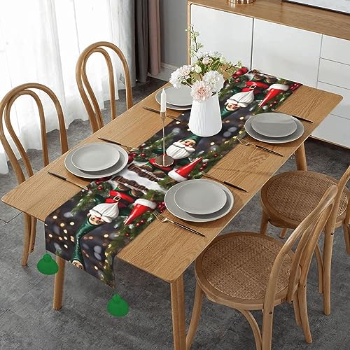 Chemin de table de salle à manger anti-rayures déco Noël nains