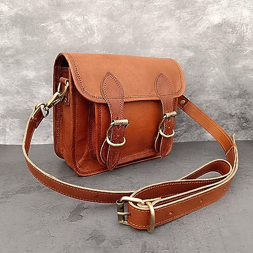 Handcrafted Vintage Leather Crossbody Sling Bag Men Woemn Purse Wallet Satchel Handbag Messenger Bags, 9 Inch Mini3