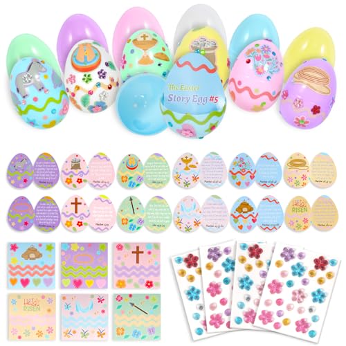 EIHFHIE 12 Pcs Resurrection Eggs with Matching Religious Easter Story