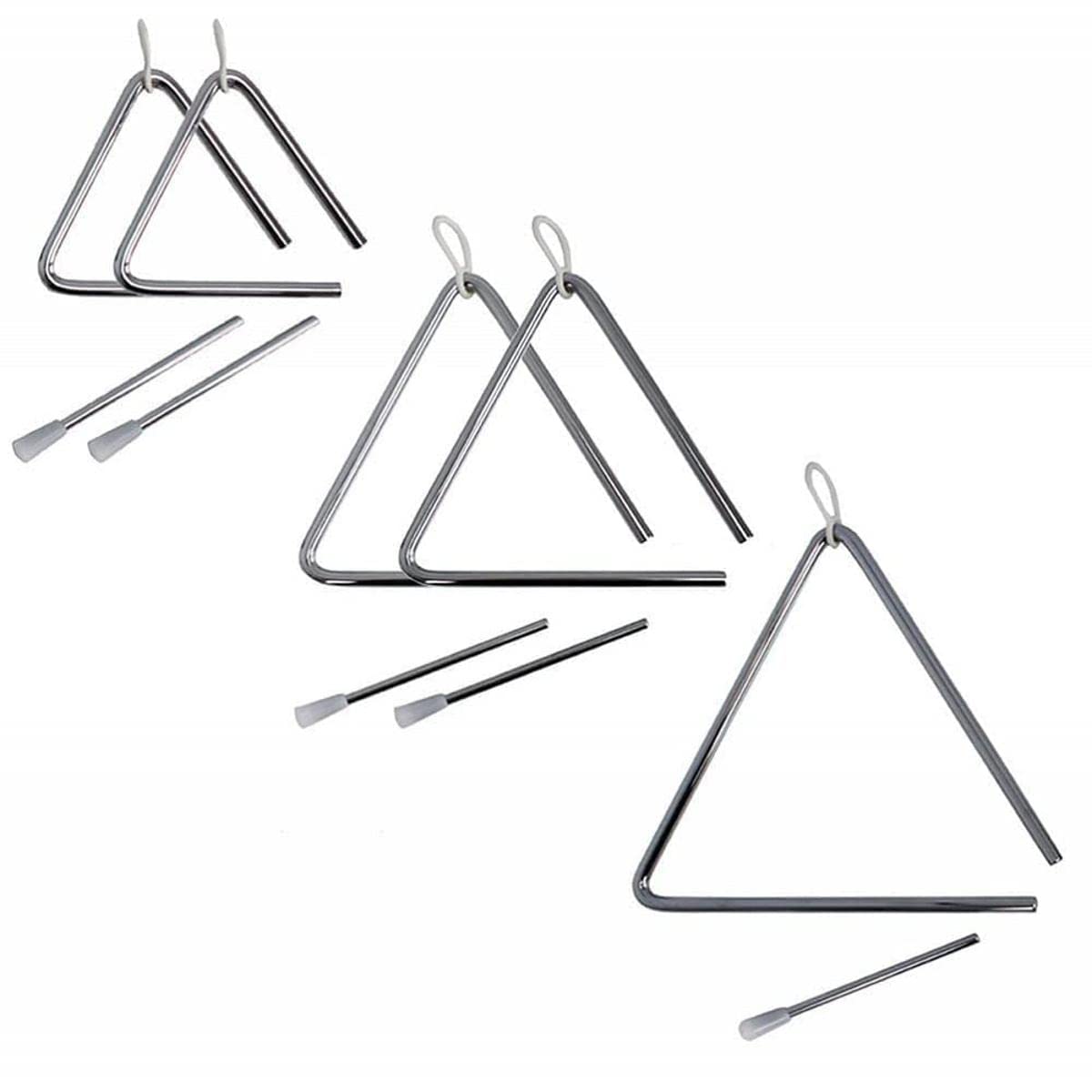 Traditional Metal Musical Triangle with Metal Beater - Mixed Pack of 5
