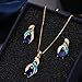 Hermosa Jewelry Sets for Women,14K Yellow Gold Plated Created Opal Sapphire Pendant Necklace Earrings Hypoallergenic Jewelry Gift for Bridal Bridesmaid (JS4)