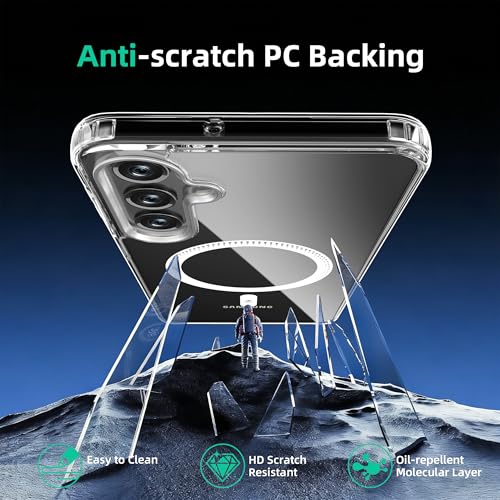 Image of ONES Magnetic for Samsung Galaxy A26 5G Slim Case, Compatible with Magsafe, Military-Grade Drop Guard, Anti-Yellowing, Shockproof Cover for Galaxy A26 5G Scratch-Resistant, Transparent
