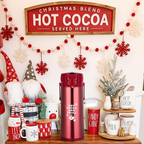 Vesici 84.55 oz Hot Chocolate Drink Dispenser with Pump Red Cocoa Drink Dispenser for Keeping Christmas Hot Cocoa Bar Supplies for Chocolate Party Favors Supplies