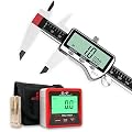 Digital Angle Finder Ruler 7 Inch / 180 mm Stainless Steel with Pouch & Electronic Digital Caliper Measuring Tool, All Metal Micrometer Vernier, Extra Large LED Screen, Digital Calipers 6 inch
