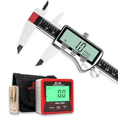 Digital Angle Finder Ruler 7 Inch / 180 mm Stainless Steel with Pouch & Electronic Digital Caliper Measuring Tool, All Metal Micrometer Vernier, Extra Large LED Screen, Digital Calipers 6 inch