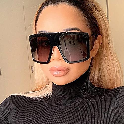 Feisedy Large Square Baddie Oversized Women Sunglasses Shield Men Fashion Flat Top Wrap Baddie Shades B5040 #TOP6