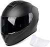 Casco integral Orthrus para moto, adultos hombres y mujeres, aprobado DOT | Cascos de moto de calle con visor ahumado y transparente, ventilación avanzada, forro removible y lavable, negro mate, talla grande 1