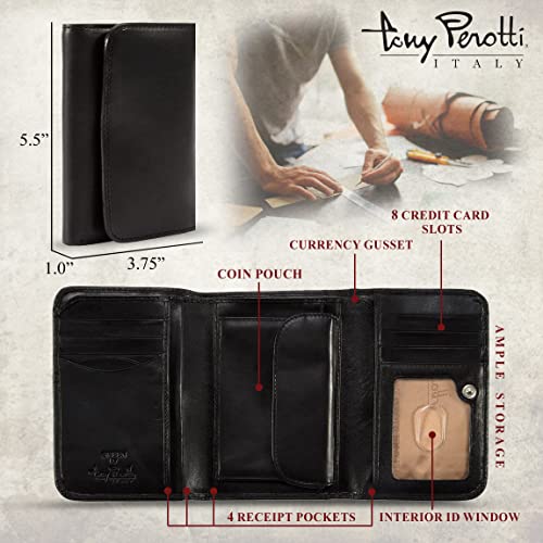 Tony Perotti Italian Men's Wallet With Coin Pocket - Trifold Wallets For Men With Change Pocket - Eco-Friendly Tanned Full Grain Leather Wallet Made In Italy #TOP1