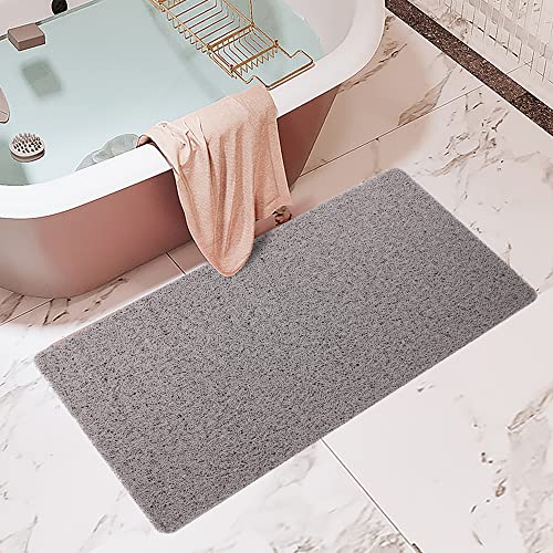 Non Slip Bathtub Mat 32X16 Inch, Ucomely Soft Textured Bath, Shower, Tub Mat, Large Pvc Loofah With Drain Comfort Bathroom Shower Floor Mats For Wet Areas Quick Drying (Grey) #TOP1