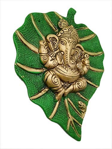 Charmy Crafts Metal Ganesha On Leaf, Wall Hanging Article For Wall Decor, Room Decor, Best For Housewarming, Wedding Gifts #TOP2