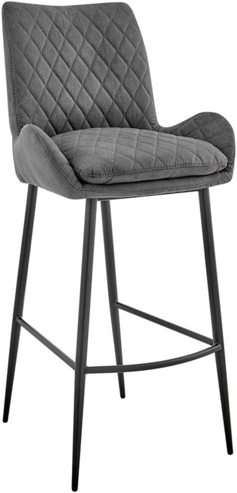 Armen Living Panama 31" Bar Height Bar Stool in Charcoal Fabric and Black Finish