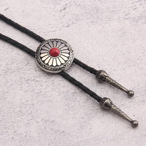 Image of Jeilwiy Bolo Tie for Men Western Cowboy Tie Necklace Gold Bolo Tie Leather Necktie Halloween Tie Accessories for Women