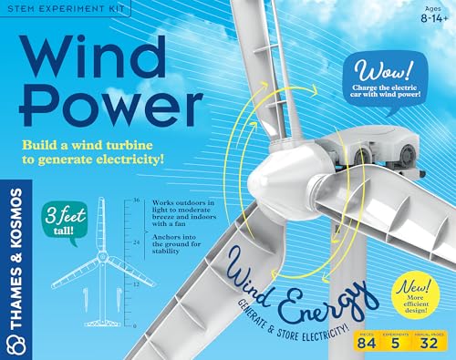 Thames & Kosmos Wind Power V5.0 STEM Experiment Kit, Build a 3ft-Tall Model Wind Turbine & Explore Clean, Renewable Energy, Optimized for Use Outdoors & Indoors, Experiments & Discovery for Ages 8+