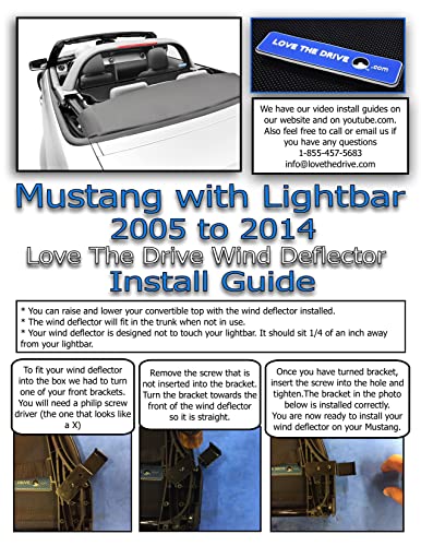 Mustang Convertible 2005 To 2014 Love The Drive Wind Deflector Compatible With A Cdc Lightbar, Saleen Lightbar, And Roush Lightbar Are Also Known As Wind Screen, Windscreen, Windstop And Wind Blocker #TOP6