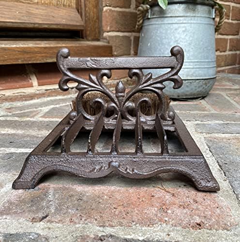 Victorian Style Cast Iron Ornate Boot Scraper And Brush