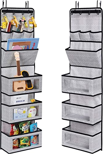 Image of VICTOR'S Super Practical Functional Door Over Hanging Organizer,Behind The Door Storage Organizer with Door Hook and Large Clear Windows, Hanging Wall File Organizer (1 Pack C-Silk-Grey)