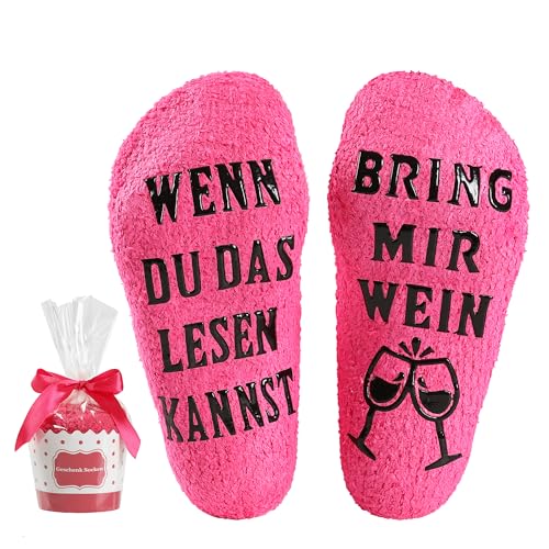 BONANGEL Geschenk für Frauen WENN DU DAS LESEN KANNST BRING MIR SCHOKI SOCKEN witziges Geburtstagsgeschenk für Freundin Schwester Mama