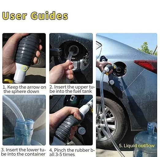 Image of Fuel Transfer Pump Kit Tank Sucker Newest High Flow Hand Pump Portable Manual Car Bike Fuel Transfer Pump | Liquid Pipe Siphon Tool for Petrol Diesel, Water, Oil Liquid Water Fish Tank (2 Miter)