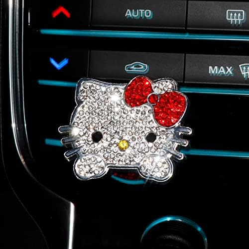 Cute Push to Start Button Cover Accessories, Bling Crystal Engine Start Stop Button Cover, Red Car Decoration Interior Sticker Decal for Women Girl